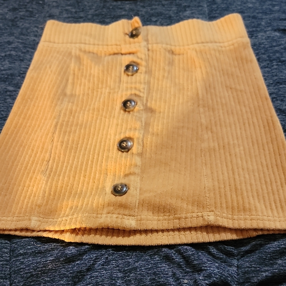 Blue Spice Golden Corduroy Button Skirt